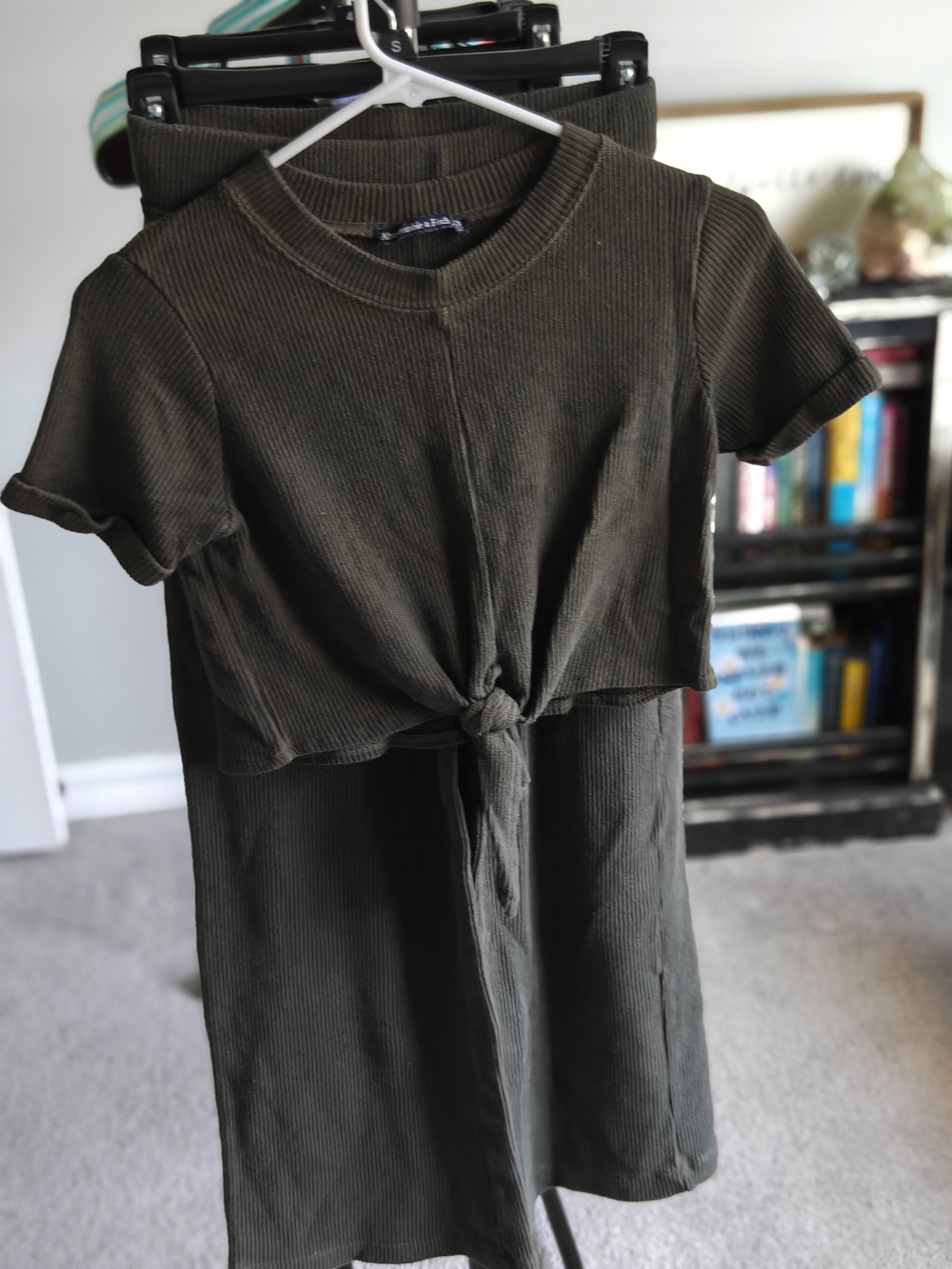 Abercrombie & Fitch Olive Ribbed Crop Top & Pants